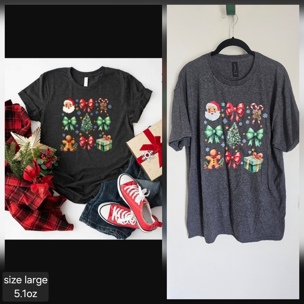 Holiday Christmas Bows Santa Trees Tee T-shirt Boutique